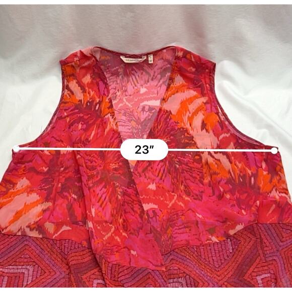 Soft Surroundings Kimono Style Open Front Cardigan Vest Artsy Plus Size 2X Pink - Picture 5 of 7